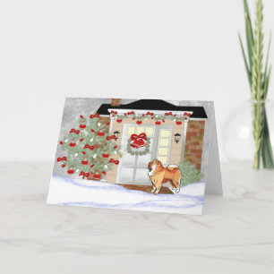 Christmas Chow Dog Feestdagen Kaart