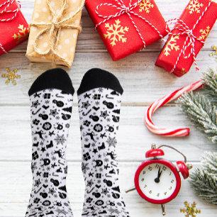 Christmas Classic Zwart & Wit Crew Sok