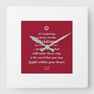 CHRISTMAS CLOCK "LOVELY CHRISTMAS POEM" VIERKANTE KLOK