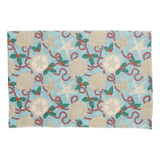 Christmas Coastal Tropical Sea Shells - Aqua Kussensloop (Voorkant)