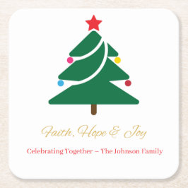 Christmas Coaster with Holiday Motifs Vierkante Kartonnen Onderzetter