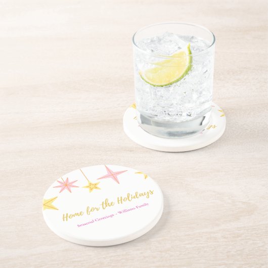 Christmas Coaster Zandsteen Onderzetter (Zijkant)