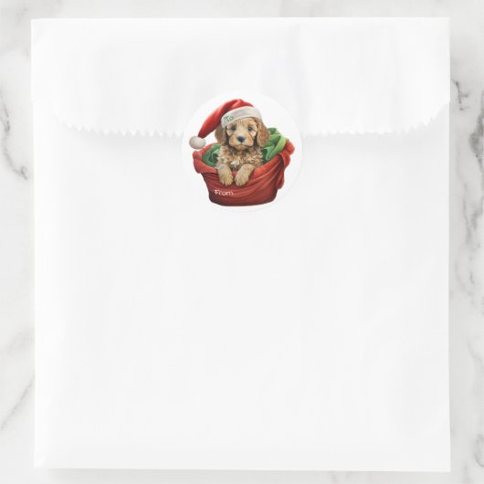 Christmas Cockapoo Puppy Sticker (Sac)