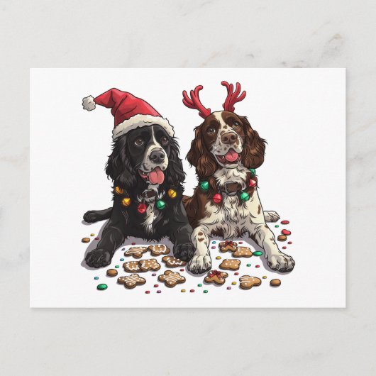 Christmas Cocker Spaniel Dogs Feestdagenkaart (Voorkant)