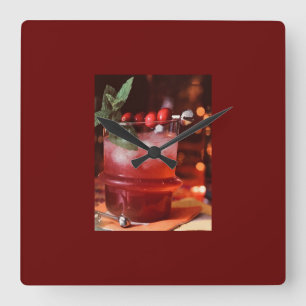 ***CHRISTMAS COCKTAIL** CLOCK VIERKANTE KLOK