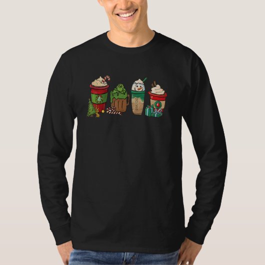 Christmas Coffee Peppermint Iced Latte Snowmen Swe T-shirt (Voorkant)