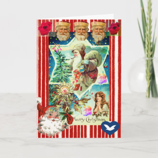CHRISTMAS COLLAGE RETRO IMAGE Carte de voeux pliée