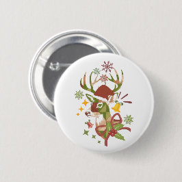 Christmas Colorful Deer Design Ronde Button 5,7 Cm