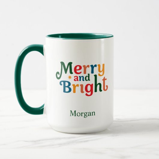 Christmas Colorful merry and bright Personalized Mok (Links)