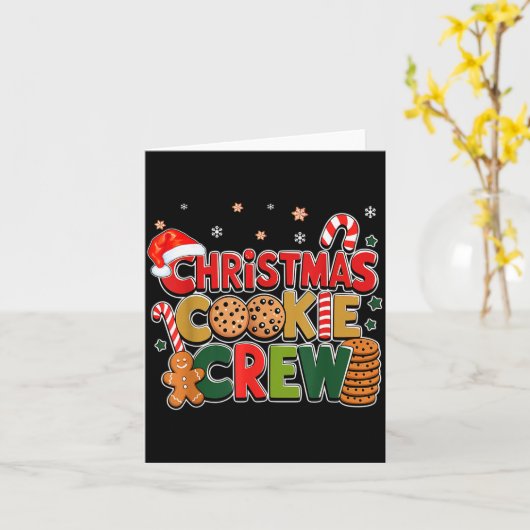 Christmas Cookie Crew Eating Gingerbread Family Te Kaart (Gele Bloem)