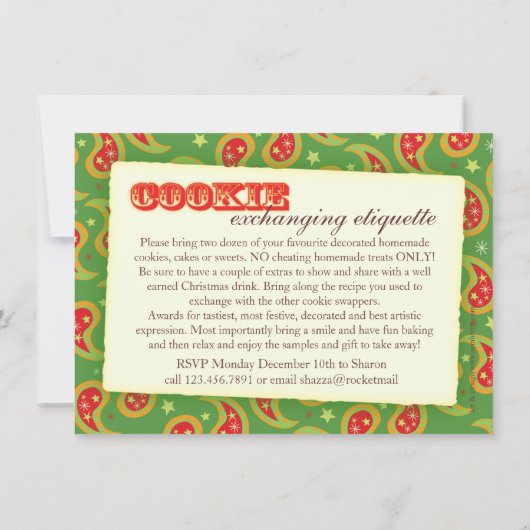Christmas Cookie exchange & étiquette invitation (Dos)