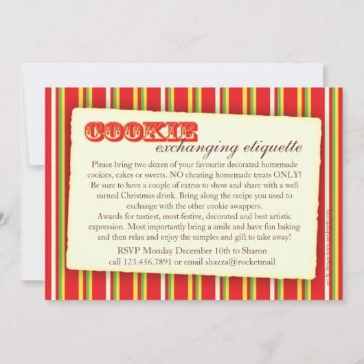 Christmas Cookie exchange & étiquette invitation (Dos)
