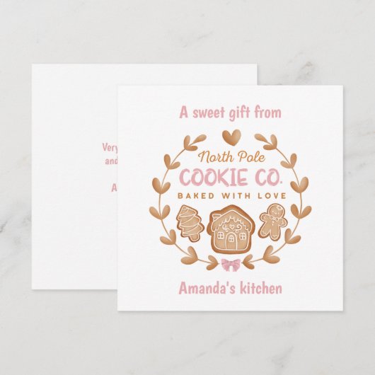 Christmas Cookie Exchange Gingerbread Pink Feestdagenkaart (Voorkant / Achterkant)