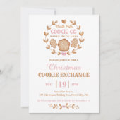 Christmas Cookie Exchange Gingerbread Pink Simple Kaart (Voorkant)
