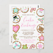 Christmas Cookie Exchange Pink and Green Briefkaart (Voorkant / Achterkant)