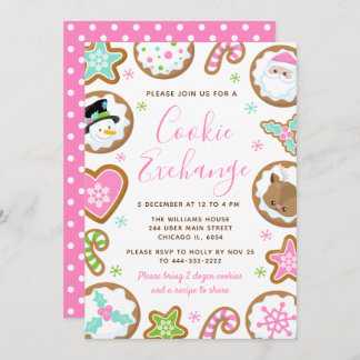 Christmas Cookie Exchange Pink and Green Kaart