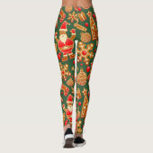 Christmas Cookie Fun Holiday Items on Green Leggings (Achterkant)