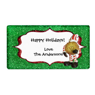 Christmas Cookie Glitter label - groen