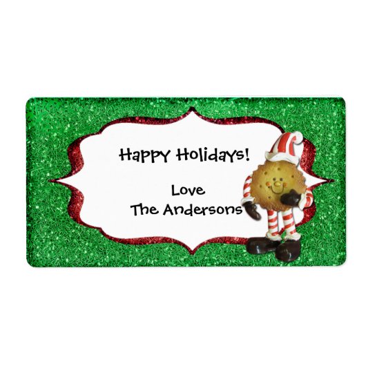 Christmas Cookie Glitter label - groen (Voorkant)