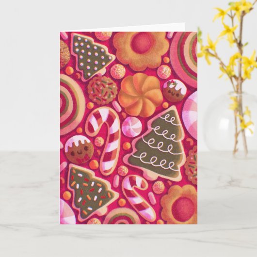 Christmas Cookie Pattern Kaart (Gele Bloem)