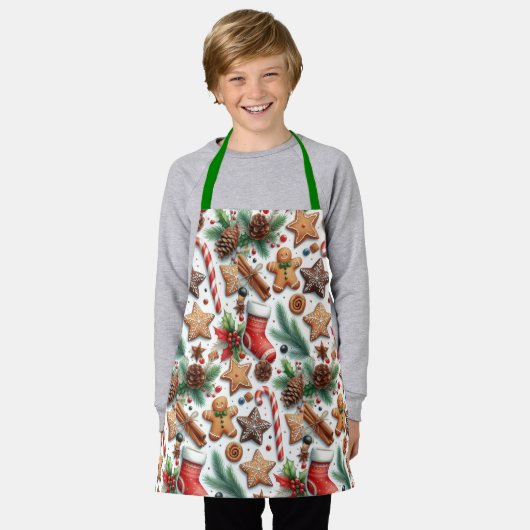 Christmas Cookie Pattern Kids Schort (Gedragen)