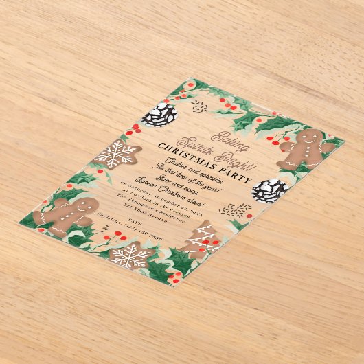 Christmas Cookie Swap Baking Spirits Bright Acryl Uitnodigingen (Laagn)