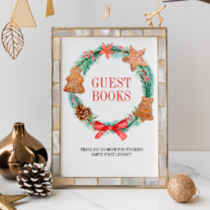 Christmas Cookie Wreath Baby shower Gastenboeken Poster