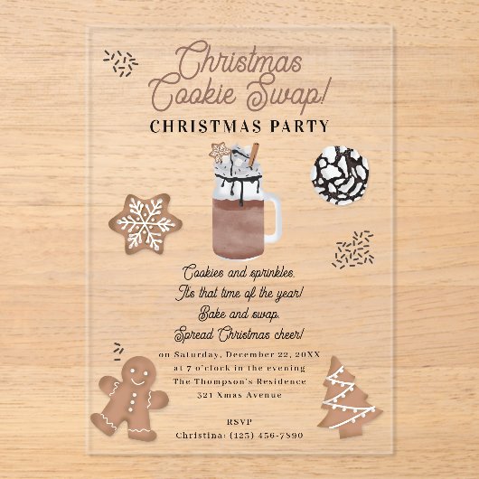 Christmas Cookies Holiday Baking Cookie Swap Acryl Uitnodigingen (Voorkant)