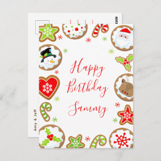 Christmas Cookies Red and Green Happy Birthday Briefkaart