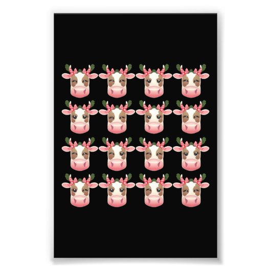 Christmas Coquette Highland Koe Western Xmas Foto Afdruk (Voorkant)