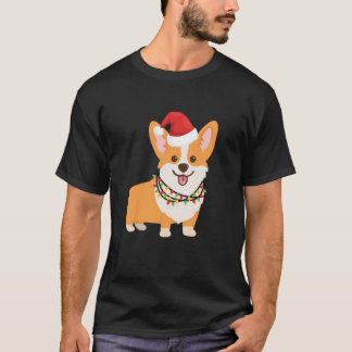 Christmas Corgi Dog Cartoon Style Fawn Red T-shirt