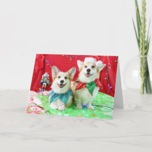 Christmas Corgis Wenskaart & Enveloppen Feestdagen Kaart