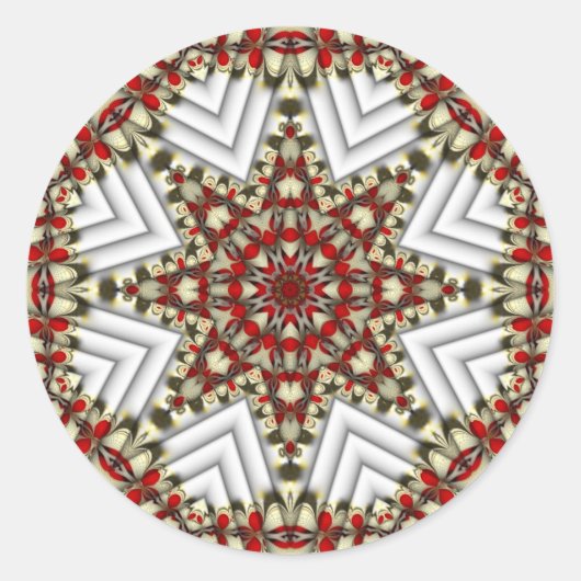 Christmas Country Patchwork Ronde Sticker (Voorkant)