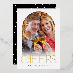 CHRISTMAS COUPLE moderne bootfoto CHEERT overlay Folie Uitnodiging