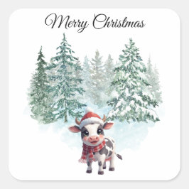 Christmas Cow Sticker