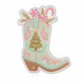 Christmas Cowboy Boot Sticker – Festive Western (Devant)