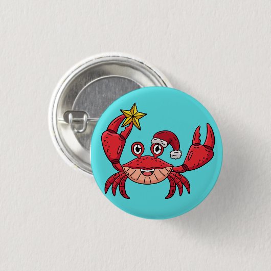 Christmas Crab Ronde Button 3,2 Cm (Voorkant /achterkant)