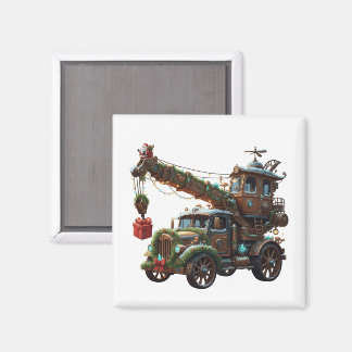 Christmas Crane Truck Magneet