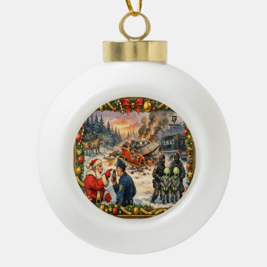 Christmas Crash Keramische Bal Ornament (Voorkant)