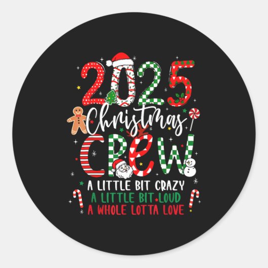 Christmas Crew 2025 Family Christmas Xmas Pajamas Ronde Sticker (Voorkant)