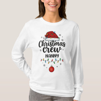 Christmas Crew Nanny Santa Hat Matching Christmas T-shirt