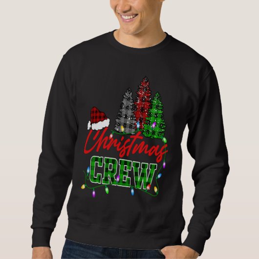 Christmas Crew Three Tree Buffalo Plaid Matching F Trui (Voorkant)