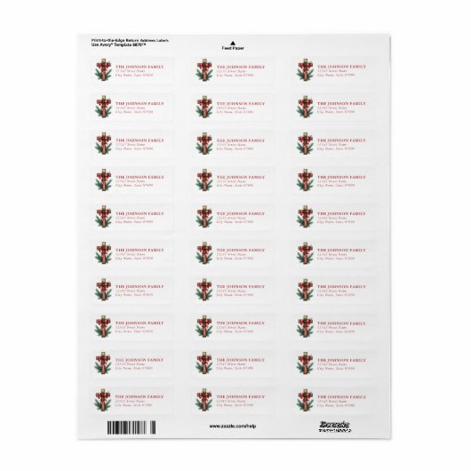 Christmas Cross Return Address Labels (Full Sheet)