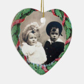 CHRISTMAS CROWN HEART FOTO TEMPLATE, Red Ruby Keramisch Ornament (Rechts)