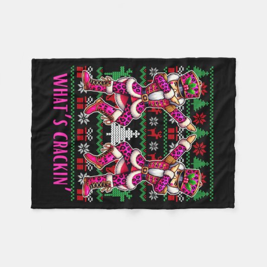 Christmas Crushing It Nutcracker - Funny Retro Ugl Fleece Deken (Voorkant (Horizontaal))