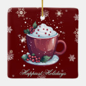 Christmas Cup of Hot Chocolate | Red Keramisch Ornament (Achterkant)