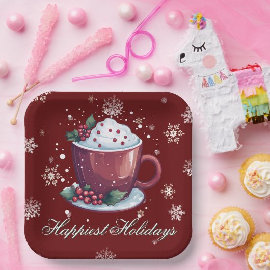 Christmas Cup of Hot Chocolate | Red Papieren Bordje (Feest)