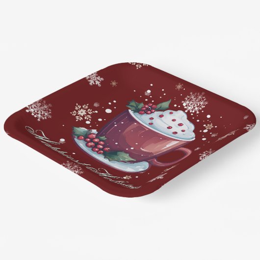 Christmas Cup of Hot Chocolate | Red Papieren Bordje (Gebogen)