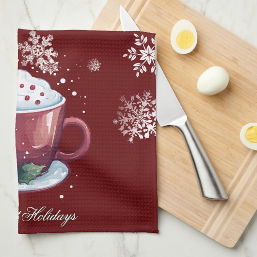 Christmas Cup of Hot Chocolate | Red Theedoek (Quarter Fold)