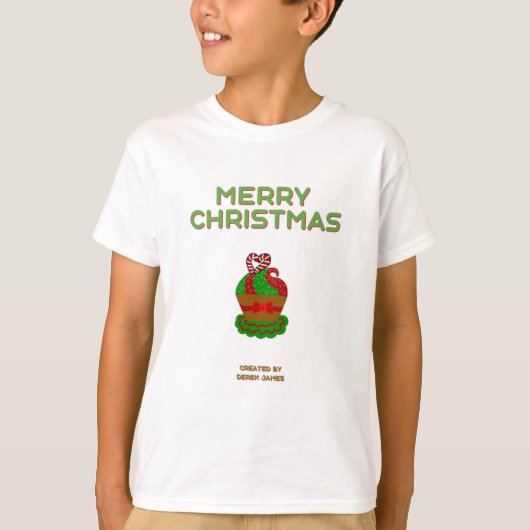 Christmas Cupcake Boy's White Basic T-Shirt (Voorkant)